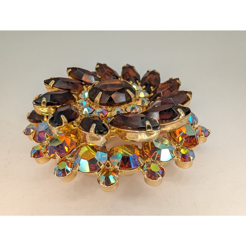 Verified D&E JULIANA (Ref #3778) Topaz and AB Paisley/Comet Brooch LIKE NEW - Picture 5 of 5
